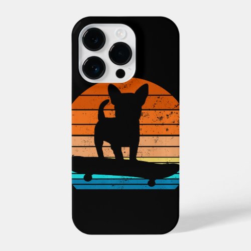 Funny  Chihuahua Dog Riding Skateboard  iPhone 14 Pro Case