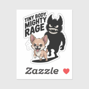 Funny Chihuahua Dog "Tiny Body, Mighty Rage" Sticker