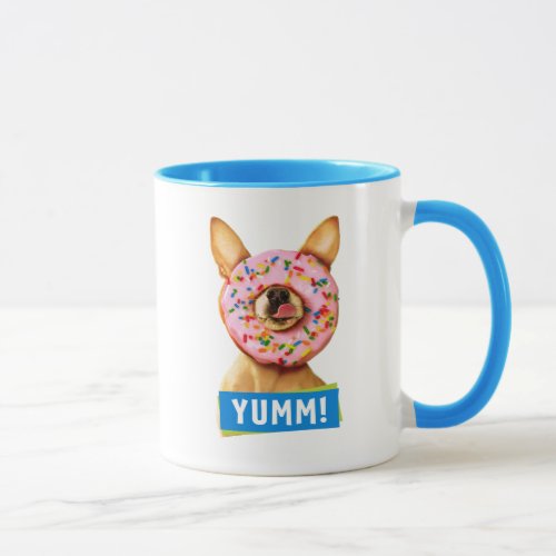 Funny Chihuahua Dog with Sprinkle Donut on Nose Mug