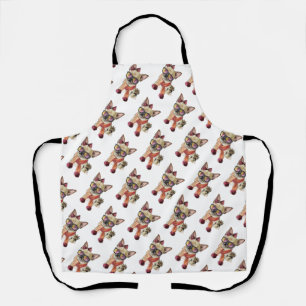 Funny Chihuahua Dog Wrapping Paper Large Christma Apron