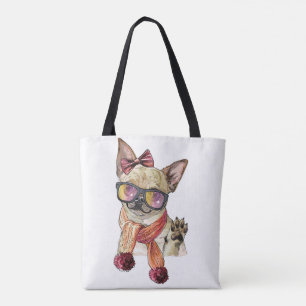Funny Chihuahua Dog  Wrapping Paper Large Christma Tote Bag