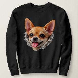 Funny Chihuahua Face 3D Design – Cute Dog Meme Sweatshirt