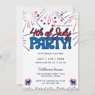 Funny Chihuahua Fireworks 4th Of July BBQ Party Invitation