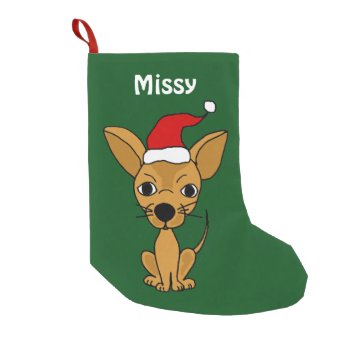 Funny Chihuahua In Santa Hat Christmas Stocking by Petspower at Zazzle
