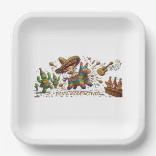 Funny Chihuahua Riding Piñata Fiesta Birthday Paper Plates