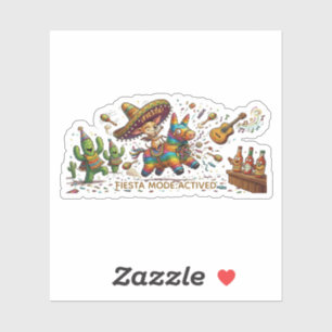 Funny Chihuahua Riding Piñata Fiesta Birthday Sticker