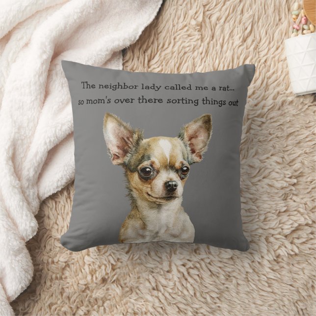 Funny Chihuahua Throw Pillow (Blanket)