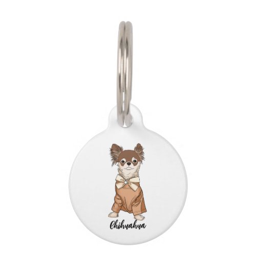 Funny chihuahua wearing hoodie pet ID tag
