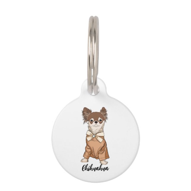Funny chihuahua wearing hoodie pet ID tag (Front)