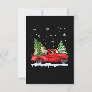Funny Chihuahua With Red Truck Christmas Holiday RSVP Card