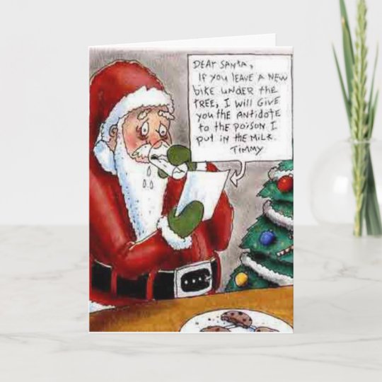 Funny Child Bribes Santa Christmas Card | Zazzle.com