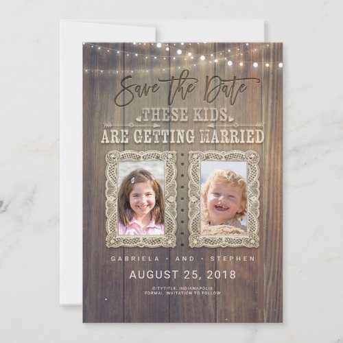 Funny Childhood Photos  Rustic Wood Save the Date