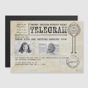 Funny Childhood Photos   Save the Date Telegram Magnetic Invitation