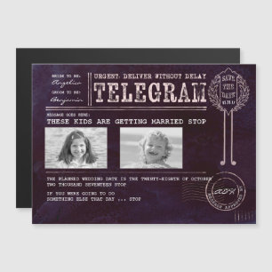 Funny Childhood Photos Save the Date Telegram Magnetic Invitation