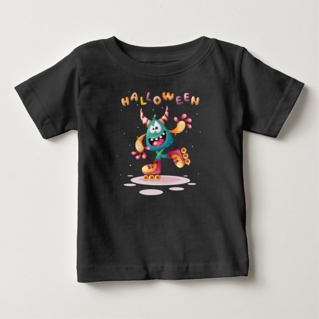 Funny Childish Halloween Monster Toddler Baby T-Sh T-Shirt (Front)