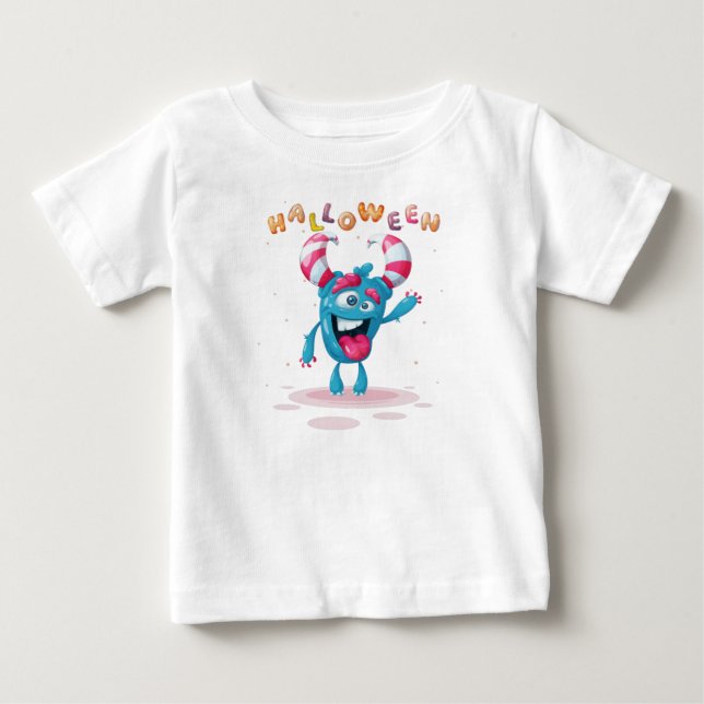 Funny Childish Halloween Monster Toddler Baby T-Shirt (Front)