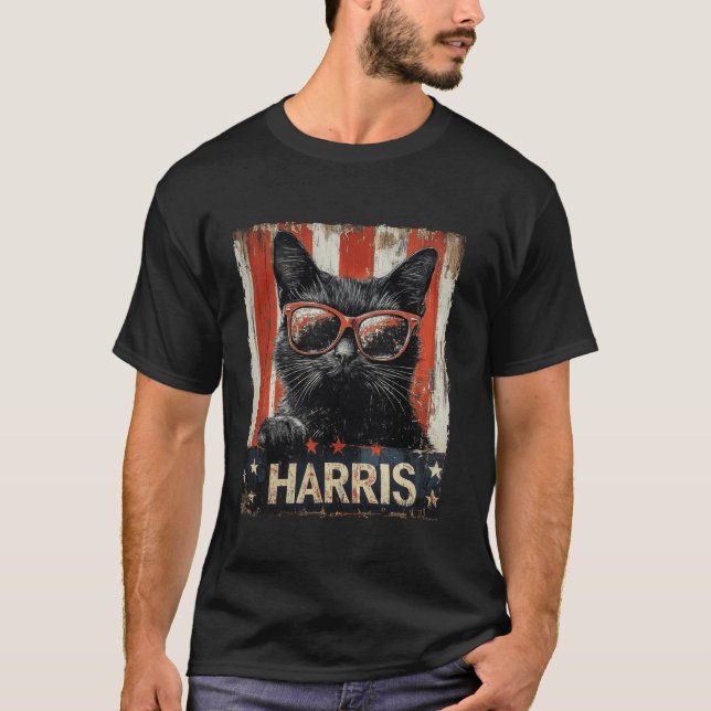 Funny Childless Cat Ladies For Harris 2024 T Shirt (Front)