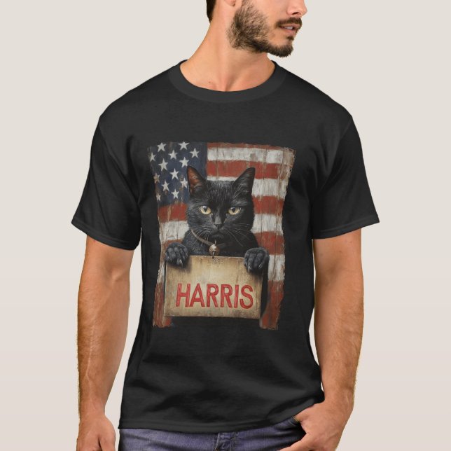 Funny Childless Cat Ladies For Harris 2024 T Shirt (Front)