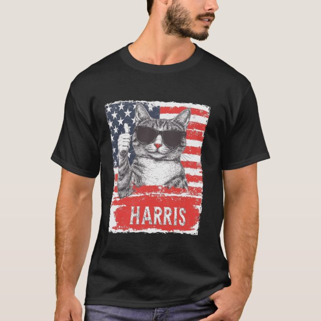 Funny Childless Cat Ladies For Harris 2024 T Shirt (Front)