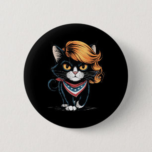 Funny Childless Cat Lady With Trump Hair Vote Kama Button