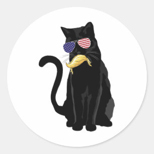 Funny Childless Cat Lady With Trump Hair Vote Kama Classic Round Sticker