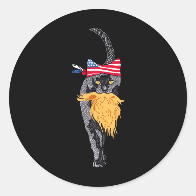 Funny Childless Cat Lady With Trump Hair Vote Kama Classic Round Sticker (Front)