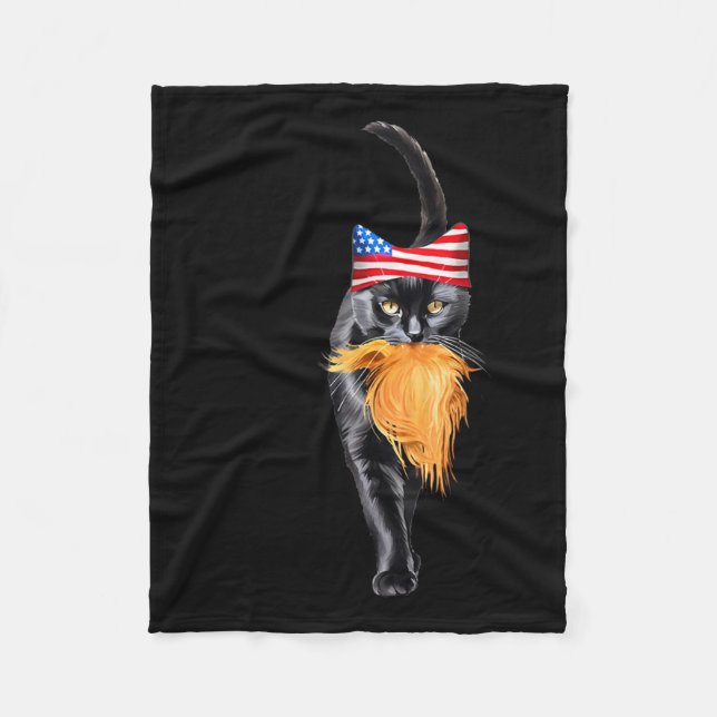 Funny Childless Cat Lady With Trump Hair Vote Kama Fleece Blanket (Front)