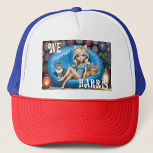 Funny Childless  humor Kamala Cat Ladies 2024  Trucker Hat