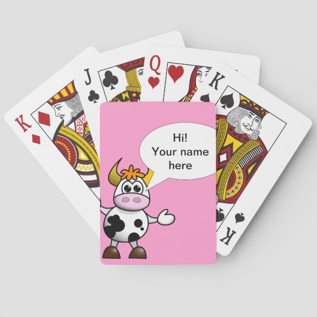 Funny children's cartoon cow poker cards (Back)