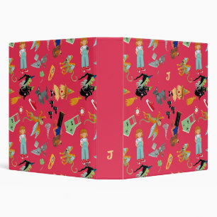 Funny children's characters on red 3 ring binder