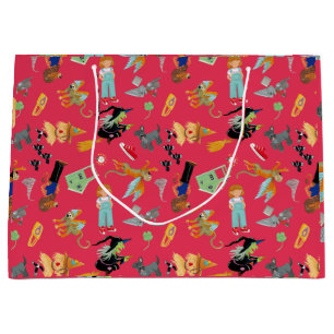 Funny children's characters on red large gift bag