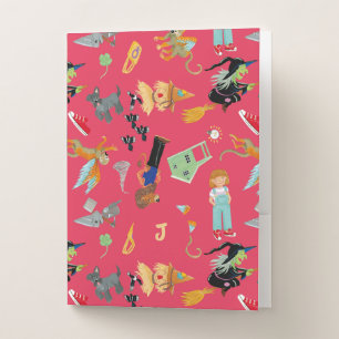 Funny children's characters on red pocket folder