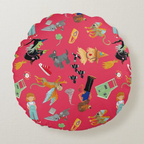 Funny childrens characters round pillow