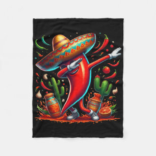 Funny Chili Dabbing Hot Pepper Sombrero Cinco De M Fleece Blanket