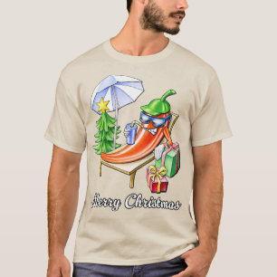Funny Chili Merry Christmas under Parasol and Xmas T-Shirt