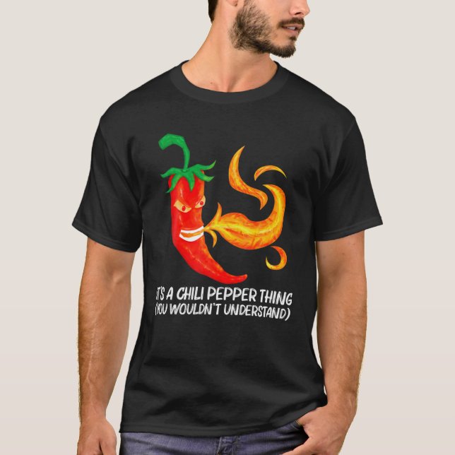Funny Chili Pepper For Men Women Red Spicy Flaming T-Shirt (Front)