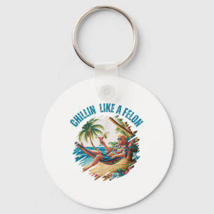 Funny Chillin Like A Felon Summer 2024 2024 Trump  Keychain