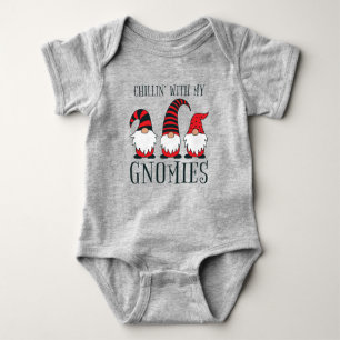 Funny Chillin' With My Gnomies Christmas Pun Baby Bodysuit