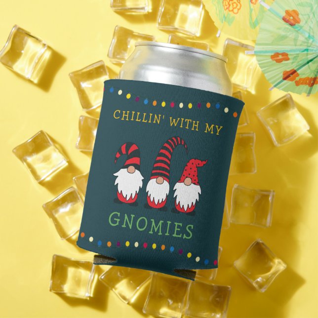 Funny Chillin' With My Gnomies Christmas Pun |  Can Cooler (In Situ Summer)