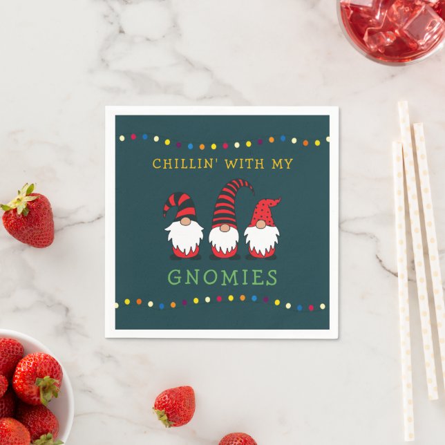 Funny Chillin' With My Gnomies Christmas Pun |  Napkins (Insitu)