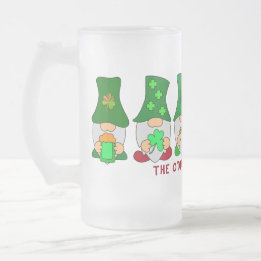 Funny Chillin with My Gnomies St Patricks Day Frosted Glass Beer Mug