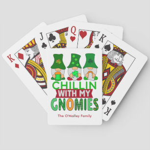 Funny Chillin with My Gnomies St Patricks Day Poker Cards