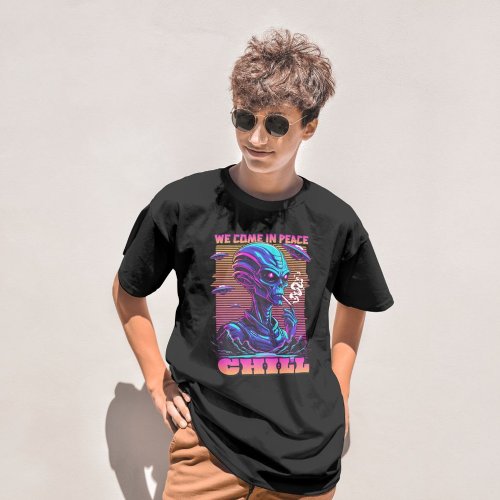 Funny Chilling With Extraterrestrial squad T_Shirt