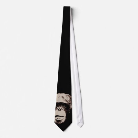Funny Chimp In Glasses Dark Tie