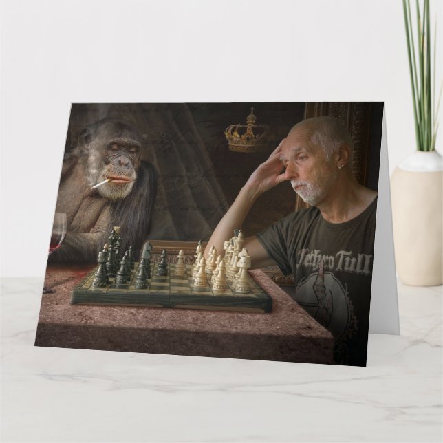 FUNNY CHIMPANZEE FRIEND BIRTHDAY CARD FOR HIM (Front)