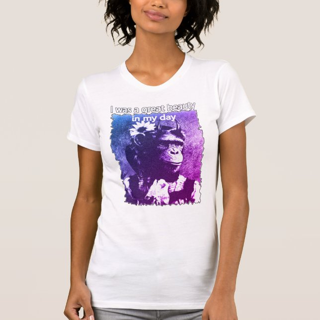 Funny Chimpanzee Old Age Joke T-shirt (Front)