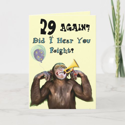 Funny Chimpanzee Over the Hill Birthday Card