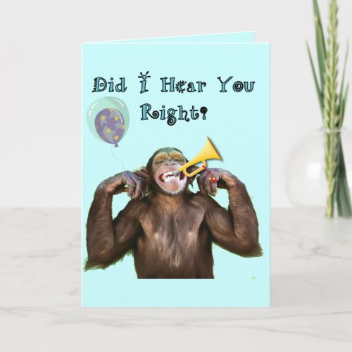 Funny Chimpanzee Over the Hill Birthday Card