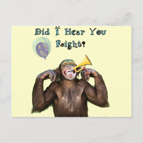 Funny Chimpanzee Over the Hill Birthday Postcard