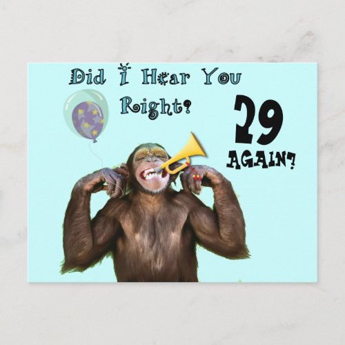 Funny Chimpanzee Over the Hill Birthday Postcard